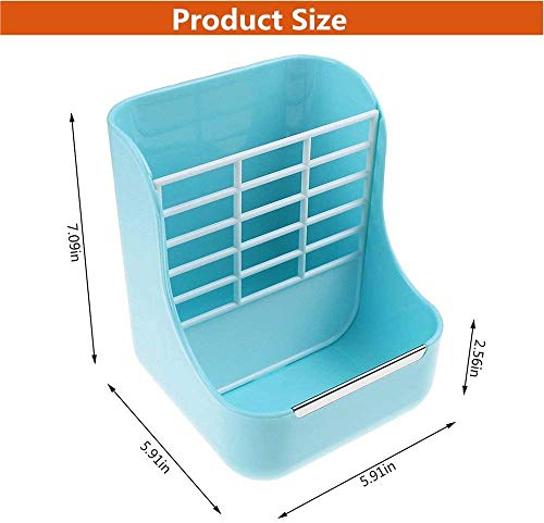 Rabbit Feeder, Hay Food Bin Feeder, Pink (Plastic), Adjustable, Removable Grass Rack, Stainless Steel Edge, for Rabbit, Guinea Pig, Chinchilla - color: Pink