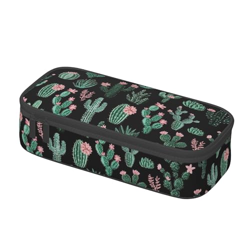 Yrebyou Cactus Pencil Case Big Storage Pencil Pouch Multi-Functional Pen Bag Cute Lightweight Organizer for Aldult Office College - color: Green
