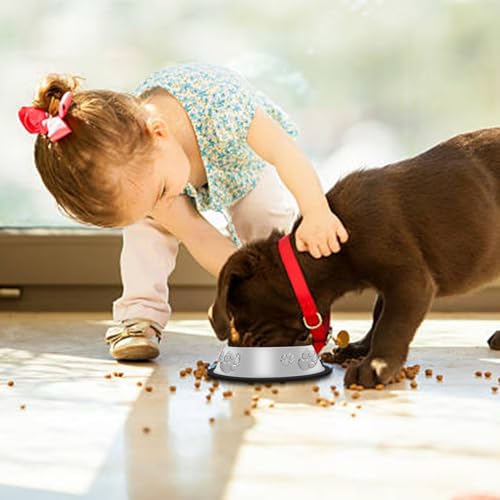 10 Pcs Stainless Steel Dog Bowl Pet Feeding Bowl with Rubber Base Non-Slip Pet Dishes Metal Dog Bowls Pet Food and Water Bowls for Small Medium Animals Kitten Rabbit (7 oz) - size: 7 oz
