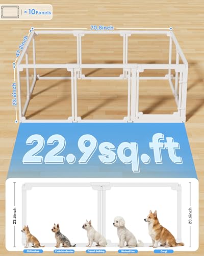 Clear Acrylic Dog Play Pen Indoors,24" Puppy Playpen(10 planels) | Tool-Free Assembly & Easy Clean,Pet Playpen for Puppy/Cats/Kitten/Rabbits/Pigs,Indoor and Outdoor Use - size: 24"H