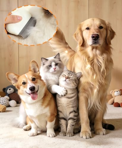 2-in-1 Pet Hair Removal Massaging Shell Comb, Soft Deshedding Brush for Cats & Dogs, Gentle Grooming Tool for Mats & Tangles (White) - size: Massaging Shell Comb