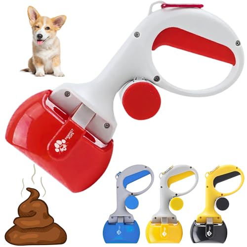 Dog Pooper Scooper for Small & Medium Dogs, 10” x 5” Lightweight Poop Scooper with Ergonomic Comfort Grip, Non-Stick Surface, Portable & Easy to Clean - color: Red