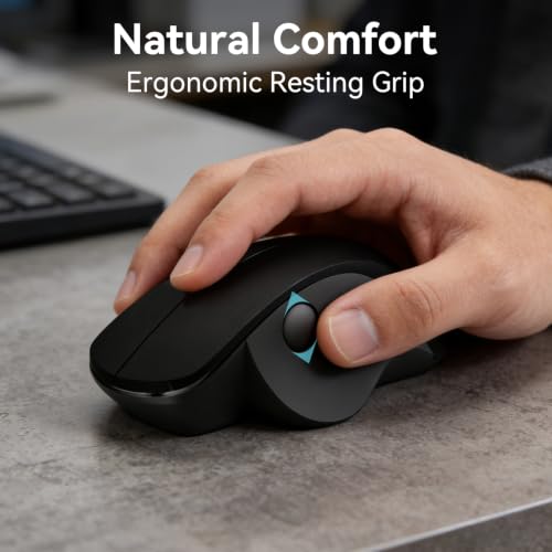 Wireless Ergonomic Mouse, Thumb Side Scroll, Quiet Click | Large Hand Right-Handed Design, Thumb-Controlled Scrolling, Quiet Click Buttons, 2.4G Wireless, Battery Saving Sleep Mode