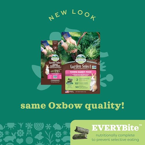 Oxbow Garden Select Young Rabbit Food, High-Fiber Rabbit Pellets, USA, 4 lb | Bunny Food for Young Rabbits, Made with High Fiber Alfalfa, Vitamins & Minerals, Uniform, Prevents Selective Feeding