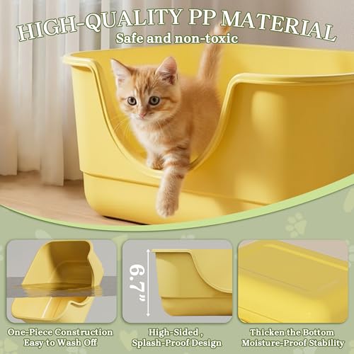 Low Entry Small Litter Box for Kittens, Kitty Plastic Litter Boxes, Open Top, Anti-Splash High Sided Litter Tray Pan for Medium Pets, Puppy, Easy to Clean, 15.7" L*11.8" W*6.7" H (Black) - color: Black-1 Pack