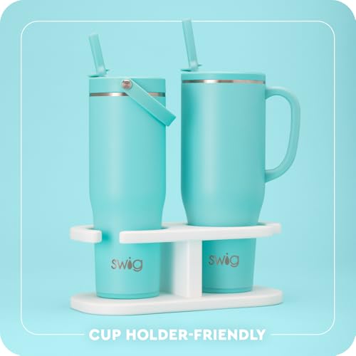 Swig Life 30oz Leakproof To-Go Tumbler with Handle, White Golf Ball | Leakproof Lid - Triple Insulated Stainless Steel - Handle & Straw Included - Cup Holder Friendly - Dishwasher Safe - color: White Golf Ball