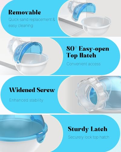 Pawfly Hamster Sand Bath Container, Removable Hamster Dust Bath & Bathroom, Multi-Use Hamster Cage Accessories for Gerbil, Chinchilla, Syrian Hamsters & Small Animals