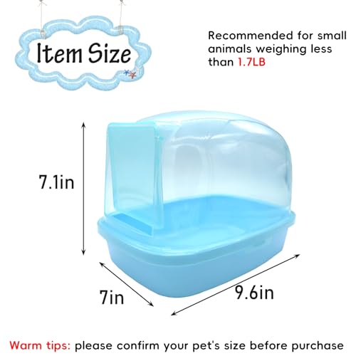 kathson Dwarf Hamster Bathroom, Chinchilla Sauna Room Plastic Sand Bath House Ideal for Gerbils, Hedgehog, Squirrel and Other Small Animals (Blue) - size: Blue