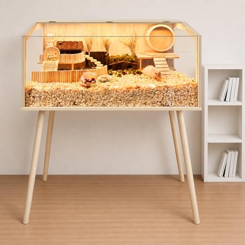 PROLEE Hamster Cage with Legs, Guinea Pig Cages Chew Proof, Hamster House, Hamster Cages and Habitats, Small Animal Cage, 48" L x 20" W x 47.5" H - size: 48.0"L x 20.0"W x 47.5"H