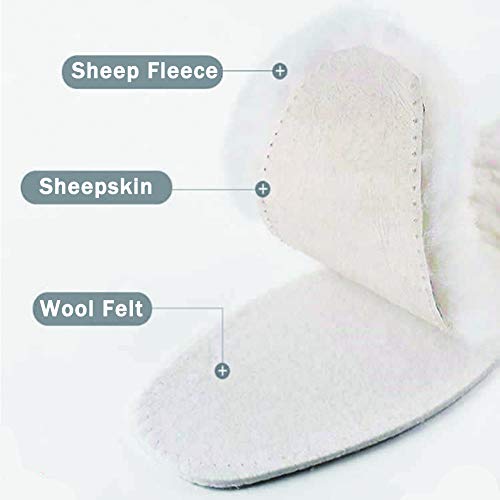 Bacophy 2 Pairs Genuine Thick Sheepskin Fleece Insoles for Women, Premium Warm Fluffy Wool Replacement Cozy Breathable Inner Soles for Shoes Boots Slippers Women Size 8 - size: 8 M US WOMEN