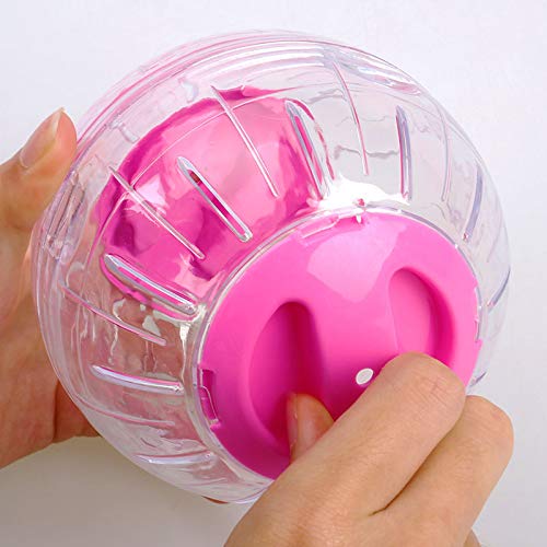 Mini New Cute Dwarf Hamster Running Ball 4.7 Inches Crystal Ball for Hamsters Small Silent Exercise Wheel Small Cage Accessories Suitable for Hamsters Less Than 4 inches 10 cm in Length (Pink) - color: Pink