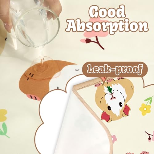 JarThenaAMCS 3Pcs Guinea Pig Cage Liners 47 x 24 Inch Washable Guinea Pig Pee Pads Cute Floral Reusable Pee Mat Absorbent Bedding for Small Animals Rabbit Hamster Chinchilla Ferret Rat