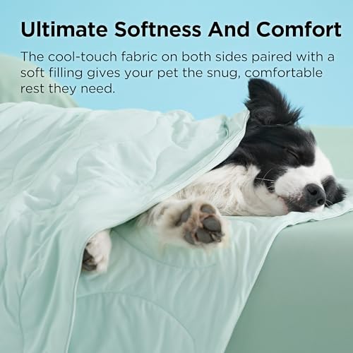 Bedsure ArcticMax™ Q-MAX>0.5 Premium Cooling Blanket for Bed，60x80” | Breathable Summer Washable Throw, Dog Blanket Cooling Mat Pad, Soft Durable Cold Self Cooling Pet Mat for Hot Weather，Green - color: Turquoise Green, size: Twin(60x80")