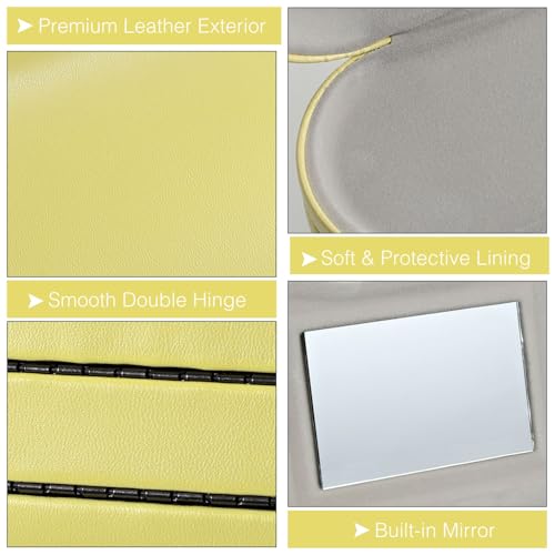 MoKo Double Eyeglass Case,Glasses and contact case 2 in 1 with Mirror | Double Sided Portable Contact Case and Mirror Tweezers Remover,Sunglasses case Container Soak Storage Kit for Women, Yellow - color: Yellow