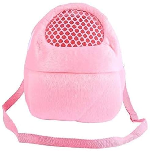 Litewoo Sugar Glider Carrier Travel Bag, Breathable Portable Pouch (Pink) | 8.7x10.6in, adjustable shoulder strap, cross-body carry, warm plush, breathable mesh top, for small animal/hamster/guinea pig - color: pink