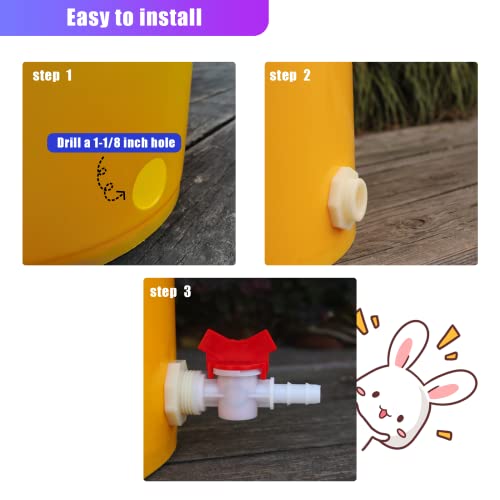 Rabbit Watering Bucket Connector Kit, Bulkhead & Ball Valve for 5/16" Hose | Rabbit watering bucket connector kit, bulkhead fitting, barb valve & mesh washer 5/16" hose, automatic dispenser poultry - color: 1Pcs
