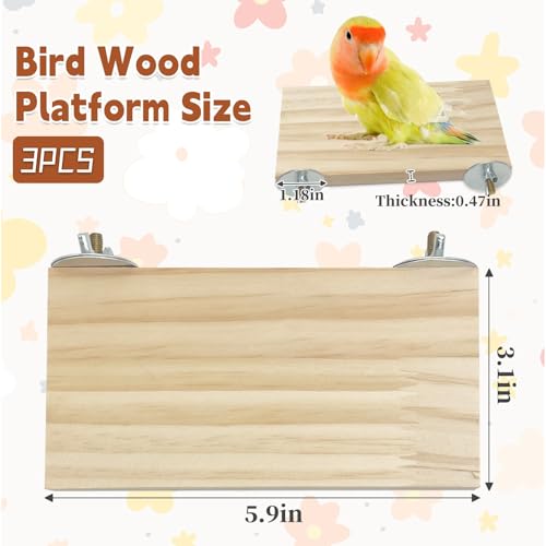 kathson Bird Wood Platform Parrot Perch Stand Parakeet Playground Cage Corner Shelf for Conures Budgies Parakeets Cockatiels Lovebirds 3Pcs - size: 6.3x2.5in,3PCS