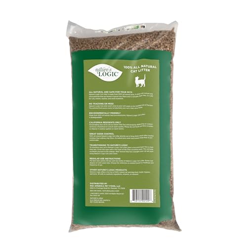 NATURE'S LOGIC Pine Pellet Cat Litter - 100% Natural - Unscented, 24 lb | 100% Natural Pine, Dust-free, Biodegradable, Safe for cats, kittens, reptiles & small pets, Highly absorbent, 24 lb bag - size: 24 lb