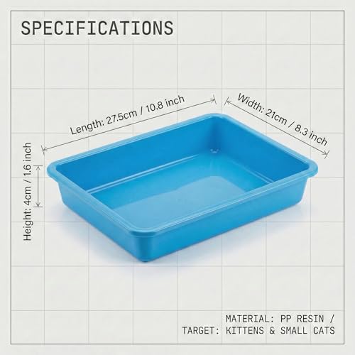 5Pcs Kitten Litter Boxes, 1.57 inch Low Entry Litter Box with Scooper, Portable Litter Box Shallow Litter Pan Open Travel Kitten Boxes for Small Cat, Hamster, Rabbit, 5Colors