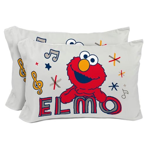 Sunny Side Up Sesame Street 2 Pack Reversible Pillowcases - Double Sided Pillow Covers, Kids Super Soft Elmo and Cookie Monster Bedding - color: Grey - Sesame Street