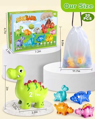 Dinosaur Number Learning Toys for Toddlers Kids 3-5, 10 Unique Dinos | 10 Colorful Number Dinosaurs | Child-Friendly Design | Learning Feels Like Play | Fine Motor Toys | Perfect Toddler Gift - style: Dinosuar Number