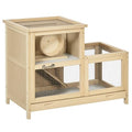 PawHut Extra Large Wooden Hamster Cage with Sliding Tray, Large Rat Mouse House, Small Animal Habitats with Openable Roofs, Wide Ramp for Racing, Running Wheel, Natural | Small Animal Habitats, Openable Roofs, Wide Ramp for Racing, Running Wheel