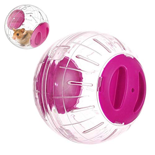Mini New Cute Dwarf Hamster Running Ball 4.7 Inches Crystal Ball for Hamsters Small Silent Exercise Wheel Small Cage Accessories Suitable for Hamsters Less Than 4 inches 10 cm in Length (Pink) - color: Pink