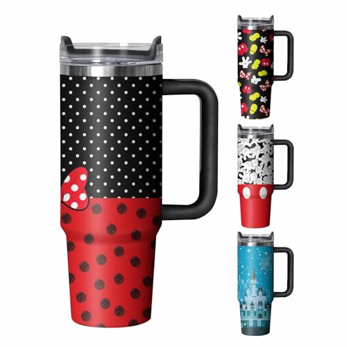 30oz Cartoon Mouse Tumbler with Handle and Straw Lid | Stainless Steel Insulated Tumbler, BPA FREE Travel Coffee Mug Cup for Car Cold and Hot - Birthday, Christmas Gift - color: Bow Tie, size: 30 Ounces