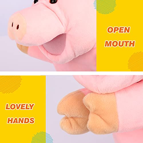Easfan Pink Pig Hand Puppet with Movable Mouth Plush Toy for Kids 10" | Role play preschool teaching, cute Pig stuffed animal, creativity imagination, Easter Christmas birthday holiday gift - style: Pig