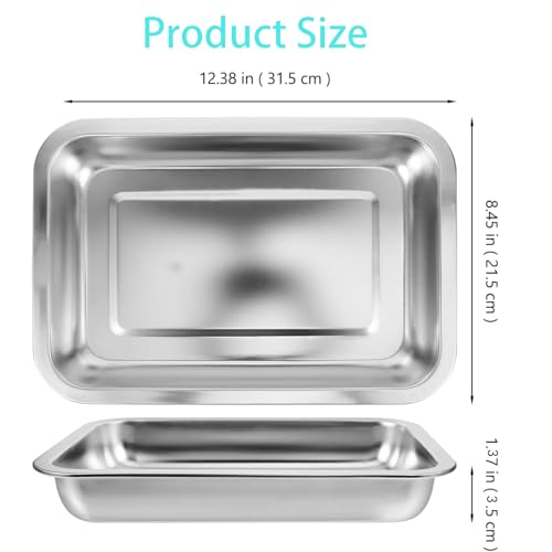 3 Pcs Kitten Litter Box with 1 Scoop,Stainless Steel Small Litter Box, 12.4"×8.4"×1.37" Metal Litter Pan, Small Litter Pan for Little Cats Kittens, Easy Cleaning