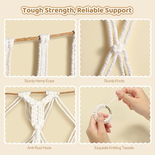 YECAYE Stuffed Animal Net, 60 Inch Plushies Storage, 1 Pack, Cream White | Large Capacity, Handwoven Design, Wall Mounted with Anti-Slip Hooks, Flexible Hanging, Space-Saving Stuffed Animal Storage - color: Cream White, size: 1 pack
