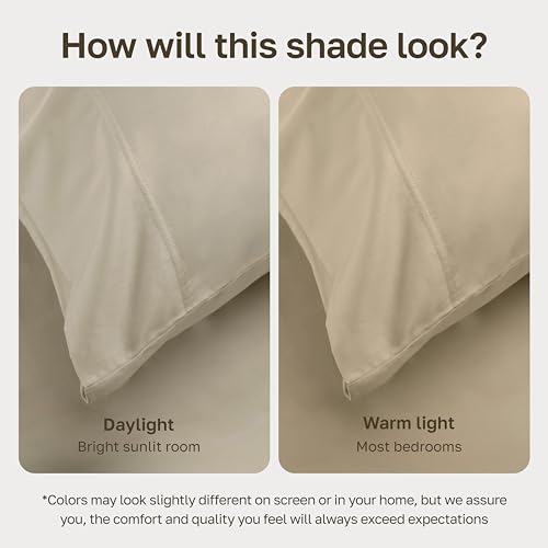 California Design Den Certified 100% Egyptian Cotton Full Bed Sheets, Beige | Backed by Good Housekeeping Seal, Light & Airy Soft Sateen, 15" Deep Pocket, All-Around Elastic, Durable, Easy Care 4pc Set - color: Beige, size: Full