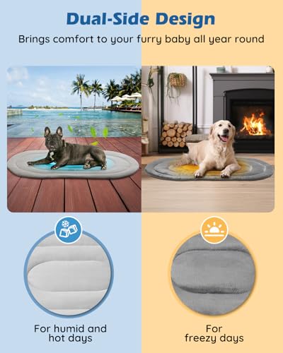 Papettly Pet Dog Cooling Mat 35“x19” Reversible Cooling Pad for Dogs and Cats, Comfort Ice Silk Cotton Summer Dog Bed Outdoor Indoor Washable, Ideal for Kennel Sofa Floor Car Seats - size: 35x19 IN