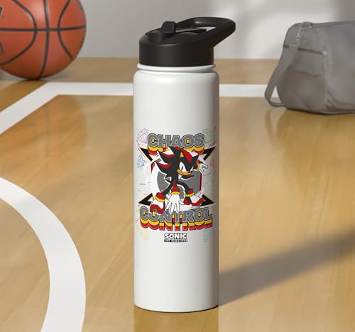 Sonic the Hedgehog - Shadow the Hedgehog "Chaos Control" Stainless Steel Insulated Water Bottle - color: White