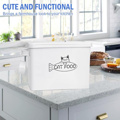 Vumdua Large Dog and Cat Food Storage Container, Farmhouse Pet Food Storage Containers with Lid and Dry Food Scoop, Durable Airtight Cat Container 12-13 lbs Capacity, Great Gift for Pet Owners - size: Large