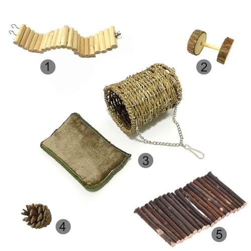 Leeko Pet Hammock Hamster Hanging Toy, 5 Piece Set House Hanging Bed Cage Toys for Small Animal Sugar Glider Squirrel Chinchilla Hamster Rat Playing Sleeping - size: 5 Pieces