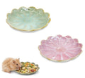 Hamster Food Bowl，2 Pcs Sunflower Hamster Bowls,Hamster Ceramic Food Bowl，Food Dish for Small Animals Hamster Guinea Pig Rat Mice Gerbil Dwarf (Pink+Green)