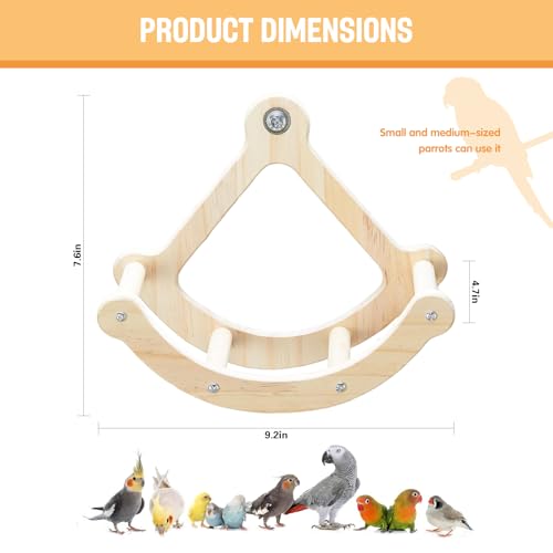 Bird Stand Perch Toy,Interactive Rocking Parakeet Toy and Perch, Wooden Exercise Wheel Cockatiel Toy, Intelligence Puzzle Enrichment Toys,Bird Playground Play Stands for Conure Budgie(A) - color: R