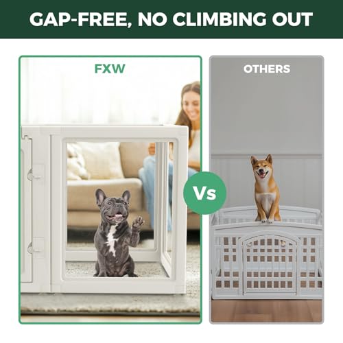 FXW AuraSpace Clear Acrylic Indoor Dog Playpen, 30" H, 8 Panels, White | Open View, Modern Home Fit, No Climbing Bars, Tool-Free Setup, For Small & Medium Dogs - color: White, size: 30"H