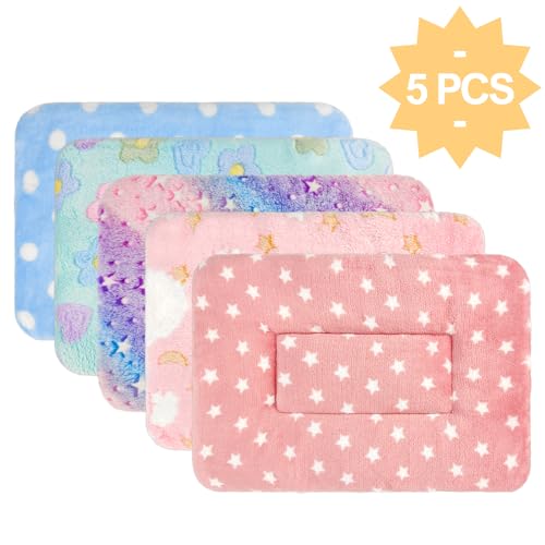 5PCS Guinea Pig Bed, Soft Rabbit Bedding, Fleece Bunny Mat | Warm Plush Cage Liner, Sleeping Blanket for Hamster Ferret Squirrel Hedgehog Rat - color: 05 - (5 Pcs)