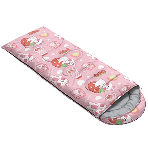QOOMO Camping Sleeping Bags,3 Season Warm & Cool Weather,Lightweight,Waterproof Sleeping Bags for Adults & Kids,Traveling,and Outdoors,Camping Gear Equipment - color: Kawaii Rabbit 2