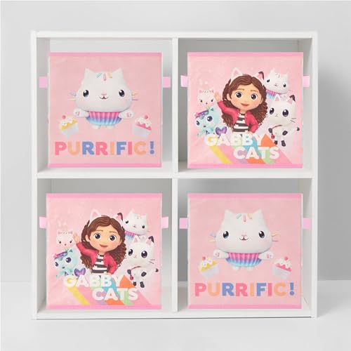 Idea Nuova Gabby’s Dollhouse Set of 2 Collapsible Storage Cubes with Carry Handles, Kids Room & Playroom Organizer Bins, 10” x 10” - color: Gabbys Dollhouse
