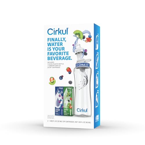 Cirkul 32oz Clear Plastic Bottle with 2 No Sugar, 0 Cal Flavored Water Sips - size: 32oz. Bottle + 2 Cartridges