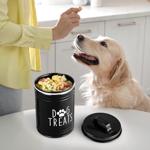 OUTNILI Extra Large Dog Treat Container Airtight - 9" Tall X 6" Round Black Dog Treat Jar for Kitchen Counter - Rustic Treat Storage Canister for Dogs, Cats, Small Animals - color: Black-Extra Large