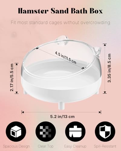 Pawfly Hamster Sand Bath Container, Hamster Sand Bath Box, Hamster Bathtub, Hamster Bathroom, Hamster Toilet, Plastic Dust Bath for Dwarf Hamsters, Syrian Hamster, Mice, Gerbils & Small Animal, White - color: White
