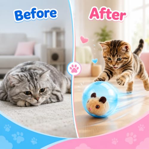 360° Self-Rolling Interactive Cat Toy Ball (Brown, Mouse) | Automatic Rolling Pet Toy, Pet Fun Indoor Motion Activated Exercise Toys for Cats Dogs - color: Blue