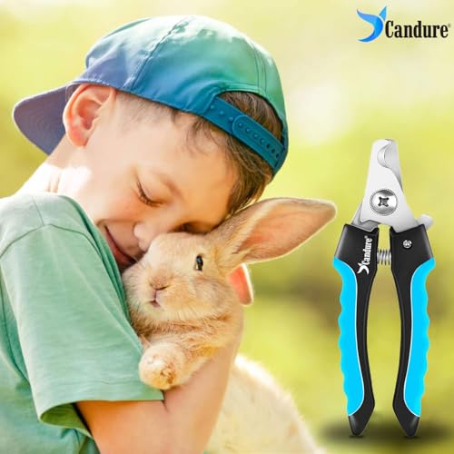 Candure Pet Nail Clippers Professional Nail Trimmer Suitable for Puppy, Cats, Rabbits and Guinea Pigs - Safety Lock/Protective Guard to Avoid Over Cutting (Blue, Small) - color: Bright Blue, size: Medium to Small Pets