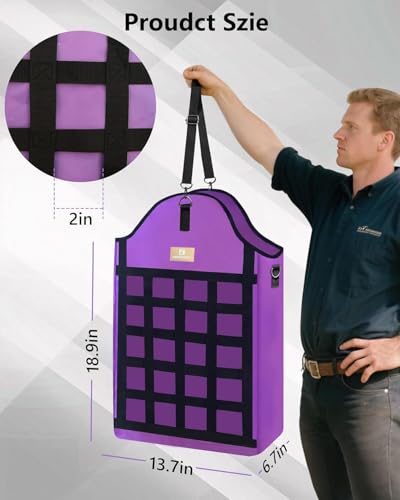 Hay Bags for Horses,4 Packs Slow Feed Hay Bags for Goats,Sheep,Donkey,600D Reinforced Oxford Hay Feed Bags with Front Hay Nets Design, Easy to Fill and Hang with Large Opening (3Purple) - color: 3Purple