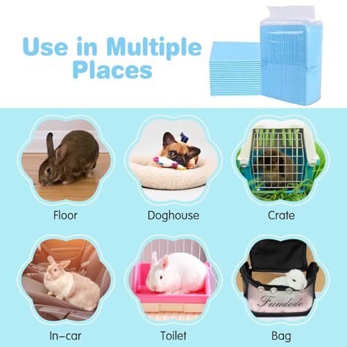 kathson 100PCS Guinea Pig Cage Liners Disposable 13" x 18" Rabbit Disposable Potty Training Pad Super Absorbent & Leak-Free Pet Supplies for Bunny Kitten Small Dog Guinea Pig