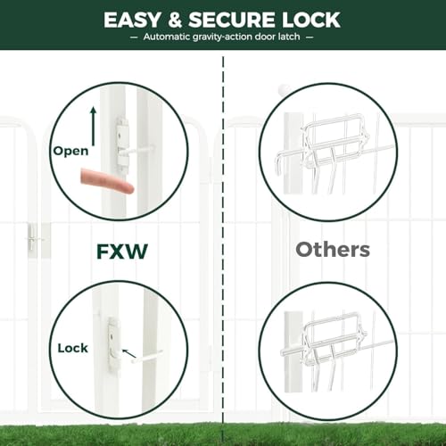 FXW Rollick Unleashed Dog Playpen for Indoor, Yard, RV Camping, 50 inch 16 Panels for Large Dogs, White│Patented | Easy setup, Heavy-duty, DIY layouts, for Ultra Large Dogs, Patented - color: White, size: 50"H